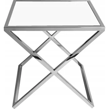 Konferenční stolek Bílý stolek s překříženýma nohama 50x50x50 cm JJ1020