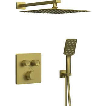 Sapho SMART SELECT podomítkový sprchový set s termostatickou baterií, 2 výstupy, vyústění, zlato mat - RP042GB-01