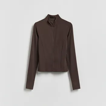 Dámská mikina Reserved - Mikina se zipem - tmavě hnědá - 799HS-89X - 799HS-89X-L