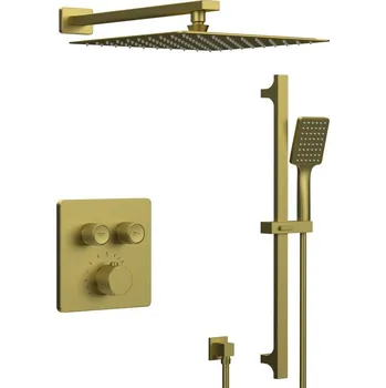 Sapho SMART SELECT podomítkový sprchový set s termostatickou baterií, 2 výstupy, posuvný držák sprchy, zlato mat - RP042GB-02
