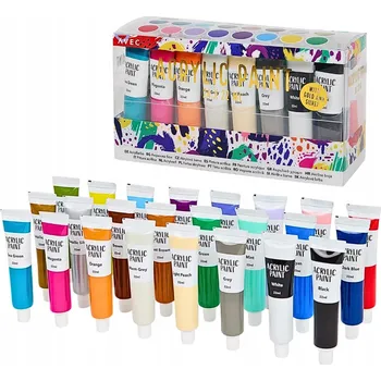Vodová barva AKRYLOVÉ BARVY V TUBĚ SADA 24 BAREV AVEC 22 ml