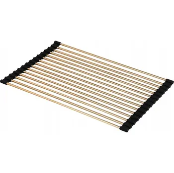 Odkapávač na nádobí ODKAPÁVACÍ PODLOŽKA ZLATÁ OCEL NA DŘEZ ROLOVACÍ ODKAPÁVAČ NA NÁDOBÍ ZLATÝ