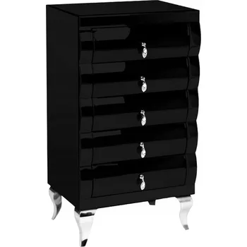 Komoda Černá vysoká komoda glamour 55x42x100 cm 16JS54