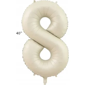 Balónek Fóliový balónek číslice BÉŽOVÁ 8 OSMIČKA na heliovou náplň 100cm PÁRTY NAROZENINY