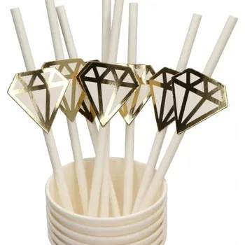 Brčka Trubky bílé papírové diamantové 10 ks na jedno použití párty eco