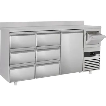 Lednice G.Gastro Barová lednička na nápoje 2,13 m - s 1 dveřmi, 6 šuplíky 1/3, obkladovým panelem & odklepávačem na kávu