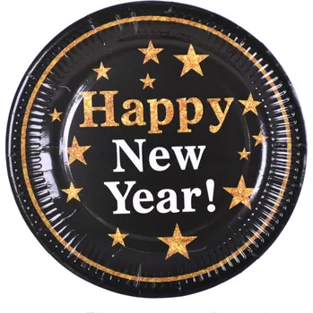 Talíř Černé talířky Happy New Year Silvestr Nový Rok