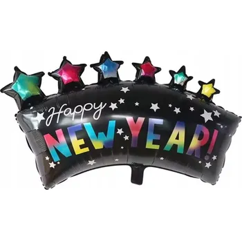 Balónek Fóliový balónek koruna ŠŤASTNÝ NOVÝ ROK hélium 57x70 cm Nový rok