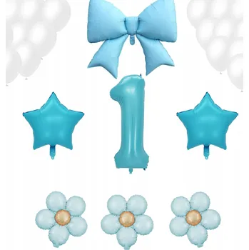 Balónek Modro-bílý set balónků a dekorací na Ráček – 28 kusů