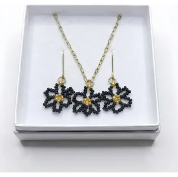 Dárková krabička Bellakvět Sada "Černý lotus" - Náhrdelník & Náušnice | Miyuki & Ocel