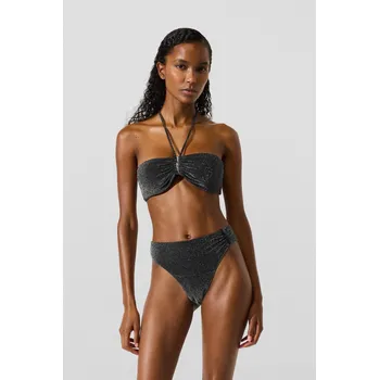 Dámské plavky PLAVKY KARL LAGERFELD SIGNATURE LUREX CHEEKY BOTTOM BLACK LUREX