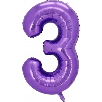 Balónek Fóliový balónek Číslice 3 Fialová – 40 palců / 100 cm – Narozeniny / Dekorace