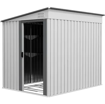 Zahradní domek Kovová kůlna Outsunny 2,81m² 154x206,5x181 cm kůlna na nářadí s jednoplášťovou střechou základna