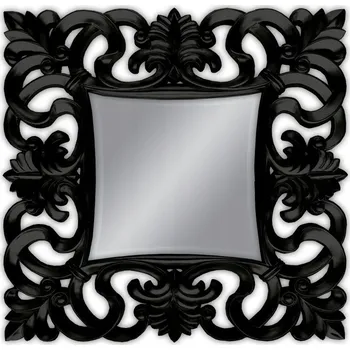 Zrcadlo Zrcadlo černý ozdobný rám 100x100 cm PU021K