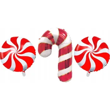 Vánoční ozdoba SADA FÓLIOVÝCH BALÓNKŮ CUKROVÍ A LÍZÁTKO VÁNOČNÍ OZDOBA