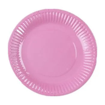 Talíř Papírové talířky růžové 18 cm narozeniny růžové