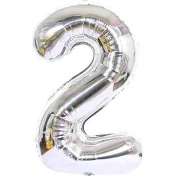 Balónek Fóliový balónek číslice STŘÍBRNÁ 2 dvě dvojka hélium 40 cm