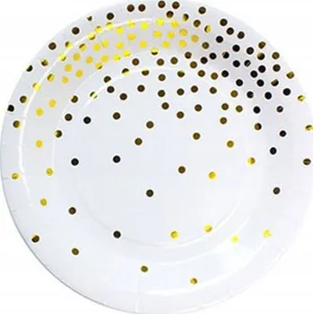 Talíř Papírové talířky bílé s motivem, 18 cm, narozeninové