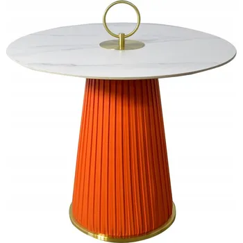 Konferenční stolek Stolek s nohou z ekokůže, bílá deska Ø60x50 cm T087B