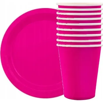 Obraz NAROZENINOVÁ SADA Kelímky a talířky RŮŽOVÉ Párty MAGENTA Tmavě RŮŽOVÉ