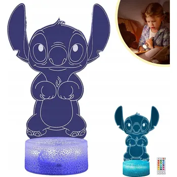 Lampička Noční Lampa LED 3D Pohádka Lilo a Stitch Figurka Dálkové Ovládání Dětská Narozeniny