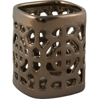 Svícen KERAMICKÝ SVÍCEN na čajovou svíčku, staré zlato