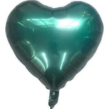 Balónek Foliový balónek srdce 18 palců 45 cm lahvově zelený zeleň