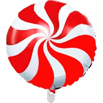 Balónek VELKÝ FÓLIOVÝ BALÓNEK BONBÓN VÁNOČNÍ SVÁTKY 45 cm ČERVENO-BÍLÝ