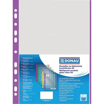 Obálky na dokumenty DONAU, PP, A4, průhledné, 40 mikronů, barevný okraj