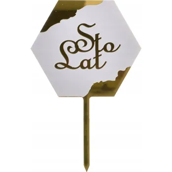 Obraz Zápich do dortu Všechno nejlepší! dekorace Zlatá bílá plastová třpytivá narozeniny