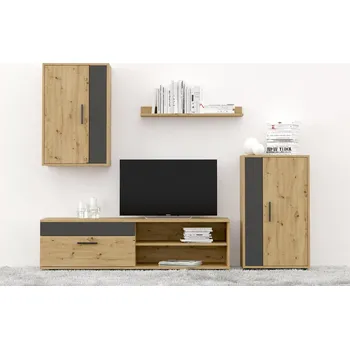 Obývací stěna Obývací stěna Halmar BENSON sestava, barva: dub artisan - černý (2p=1szt)