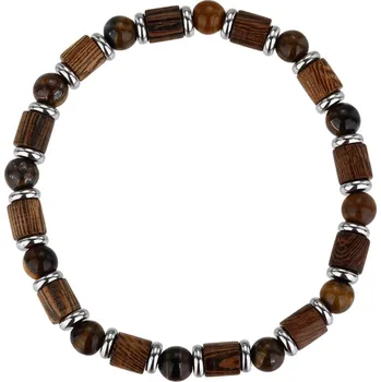 Módní doplněk Jan Kos jewellery Ocelový náramek s hnědým zirkonem STA-6908