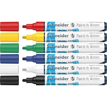 Náplň do psacích potřeb SCHNEIDER Schneider Paint-It 320 Akrylový popisovač 4 mm - sada 6 ks V1 609344