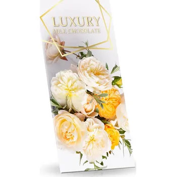 Čokoláda Selllot, s.r.o., K Hájům 34, 155 00 Praha 5 - Vyrobeno v EU LUXURY, ŽLUTÉ PIVOŇKY – mléčná čokoláda s mandlemi a malinami 175g