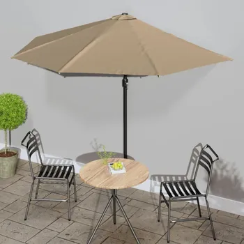 Zahrada vidaXL Slunečník na balkon hliníková tyč taupe 300 x 155 cm půlkruh