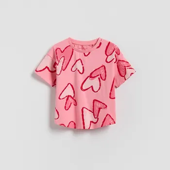 Dětská móda Reserved - Vzorované tričko - růžová - 696HU-30X - 696HU-30X-104