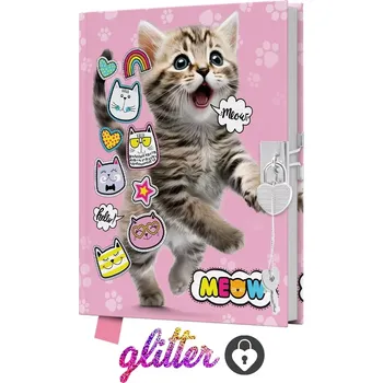 Blok Památník JUNIOR 14x18 cm, 80 list. čistý se zámkem - Meow