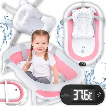 koupací vanička SKLÁDACÍ SILIKONOVÁ VANIČKA S LCD TEPLOMĚREM + POLŠTÁŘ POD HLAVU DO VANY