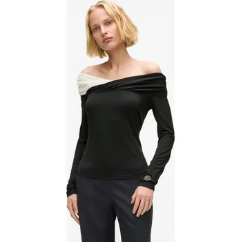Dámské tričko TOP KARL LAGERFELD BW ELEGANT LSLV TOP WHITE/BLACK