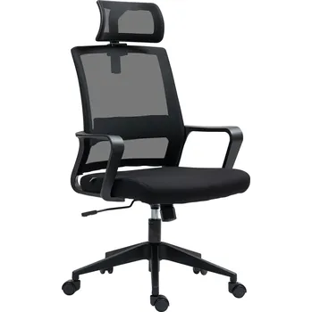 HOMCOM Kancelářská židle HOMCOM, nastavitelná kancelářská židle s opěrkou hlavy, otočná židle pro domácí kancelář, kancelář, černá