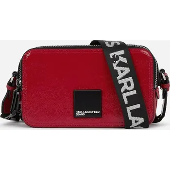 Kabelka KABELKA KARL LAGERFELD JEANS KLJ BOX LOGO CAMERA BAG GLOSSY POMPEIAN RED