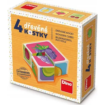 Dřevěná hračka Dino Dřevěné kostky Ovoce 4 ks