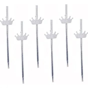 Słomki Papírové brčka stříbrné s korunkou eko 6 ks