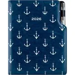 Diář DESIGN týdenní B5 2026 - modrá - Námořník - kotvy