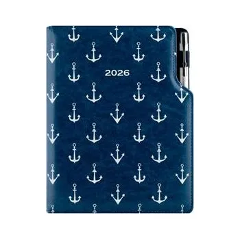 Diář Diář DESIGN týdenní B5 2026 - modrá - Námořník - kotvy
