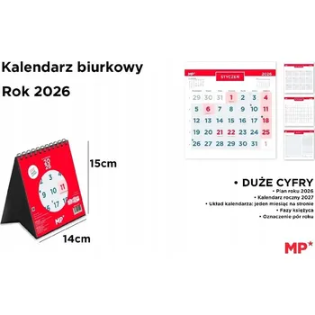 Kalendář Stolní kalendář 2026 14x15 cm červený