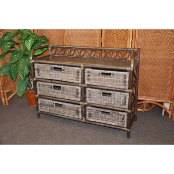 Ratanová komoda 6 zásuvek hnědá SLEVA 7 % | RYCHLÉ DODÁNÍ