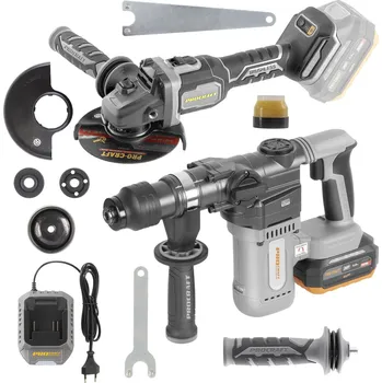 úhlová bruska Sada aku vrtací kladivo Procraft Industrial HD20A a úhlová bruska Procraft Industrial AG125Bbb