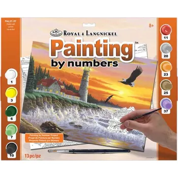 Painting by Numbers Maják – malování podle čísel | sada 13 ks | 28,6×34,0 cm | paint by numbers | akrylové barvy | PAL27-3T