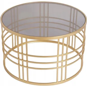 Konferenční stolek Zlatý stolek s grafitovým sklem Ø74x46 cm TOY68-6404L